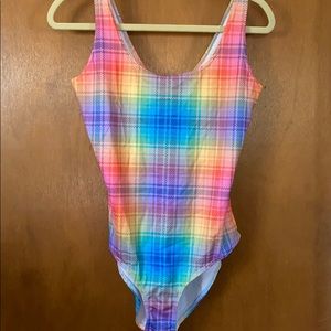 EUC- rainbow tartan bathing suit